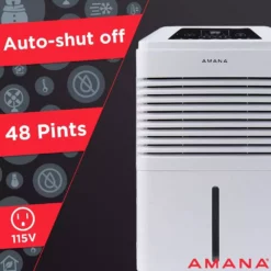 Amana 48 pt. Portable Dehumidifier with Adjustable Humidistat, Auto Shut-Off, 24-Hour Timer for Bathrooms, Basements, Bedrooms 14 Amana 48 pt. Portable Dehumidifier with Adjustable Humidistat, Auto Shut-Off, 24-Hour Timer for Bathrooms, Basements, Bedrooms -Air Quality Shop whites amana dehumidifiers amad481bw 40 1000