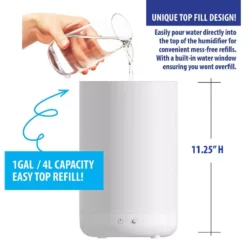 Bell + Howell 1 Gal. Capacity Ultrasonic Color Changing Top Fill Humidifier with Cool Mist and Aroma Diffuser -Air Quality Shop whites bell howell humidifiers 7105 44 1000