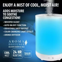 Bell + Howell 1 Gal. Capacity Ultrasonic Color Changing Top Fill Humidifier with Cool Mist and Aroma Diffuser -Air Quality Shop whites bell howell humidifiers 7105 fa 1000