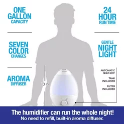 Bell + Howell 1 Gal. Capacity Ultrasonic Color Changing Humidifier with Cool Mist and Aroma Diffuser 9 Bell + Howell 1 Gal. Capacity Ultrasonic Color Changing Humidifier with Cool Mist and Aroma Diffuser -Air Quality Shop whites bell howell humidifiers 9959 1f 1000