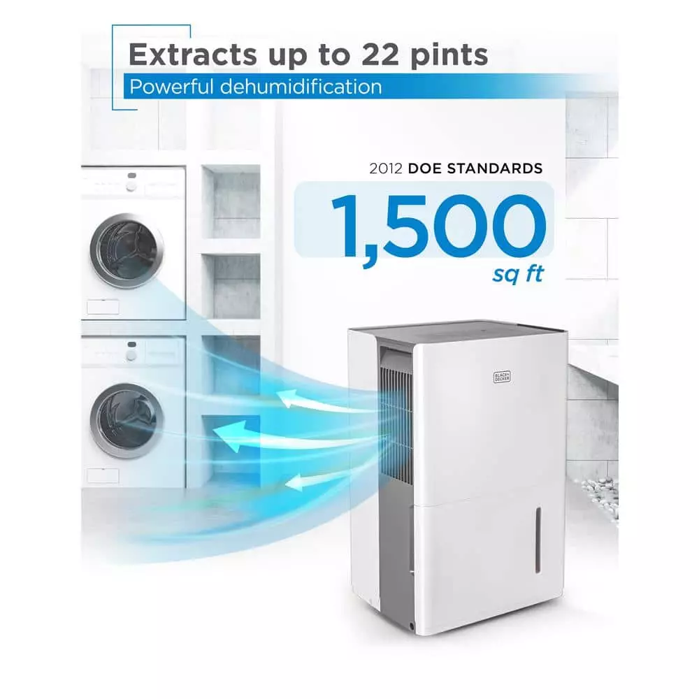 BLACK+DECKER 22-Pint Portable Dehumidifier With Bucket 4 BLACK+DECKER 22-Pint Portable Dehumidifier With Bucket - Image 2