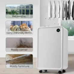 Boyel Living 30-Pint Dehumidifier with 2L Water Tank for 3,000 Sq. Ft. Medium to Large Rooms and Basements -Air Quality Shop whites boyel living dehumidifiers mrs csj01 white 31 1000