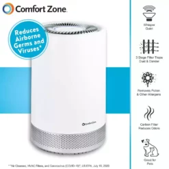 Comfort Zone Clean HEPA Air Purifier with WiFi Control 14 Comfort Zone Clean HEPA Air Purifier with WiFi Control -Air Quality Shop whites comfort zone air purifiers czap101swt c3 1000