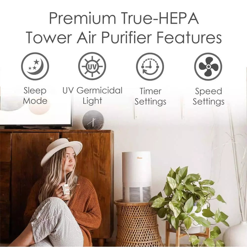 Crane True HEPA Air Purifier with Germicidal UV Light for Small to Medium Rooms up to 300 sq.ft. - Premium 5 Crane True HEPA Air Purifier with Germicidal UV Light for Small to Medium Rooms up to 300 sq.ft. - Premium - Image 3