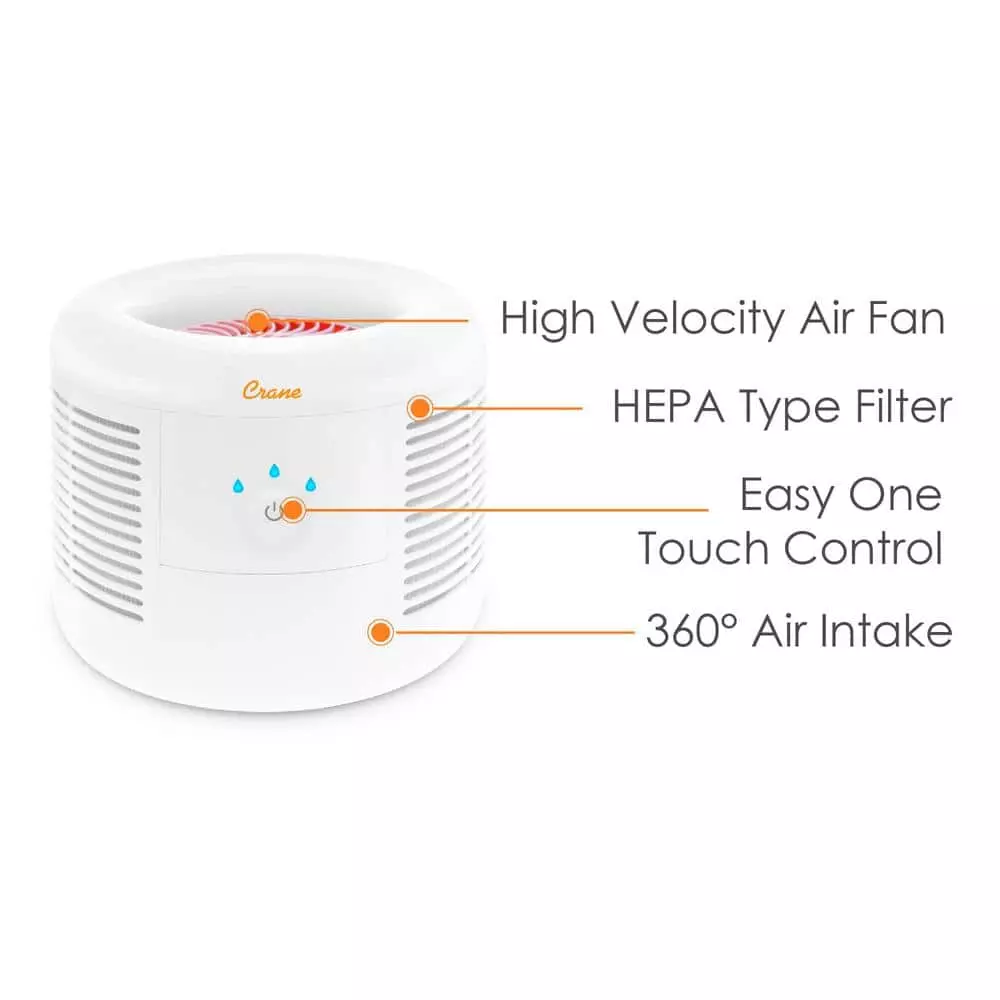 Crane HEPA Air Purifier with 3 Speed Settings for Small to Medium Rooms up to 300 sq.ft. 4 Crane HEPA Air Purifier with 3 Speed Settings for Small to Medium Rooms up to 300 sq.ft. - Image 2