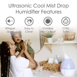 Crane 1 Gal. Drop Ultrasonic Cool Mist Humidifier for Medium to Large Rooms up to 500 sq. ft. - White -Air Quality Shop whites crane humidifiers ee 5301w c3 1000