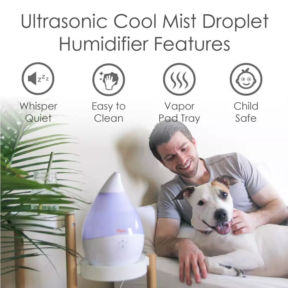 Crane 0.5 Gal. Droplet Ultrasonic Cool Mist Humidifier for Small to Medium Rooms up to 250 sq. ft. -White 5 Crane 0.5 Gal. Droplet Ultrasonic Cool Mist Humidifier for Small to Medium Rooms up to 250 sq. ft. -White - Image 3