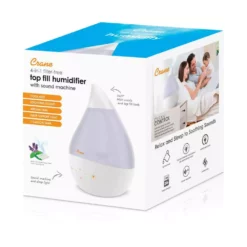 Crane 1 Gal. Top Fill Drop Cool Mist Humidifier with Sound Machine for Medium to Large Rooms up to 500 sq. ft. - White -Air Quality Shop whites crane humidifiers ee 5306w 31 1000