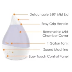 Crane 1 Gal. Top Fill Drop Cool Mist Humidifier with Sound Machine for Medium to Large Rooms up to 500 sq. ft. - White -Air Quality Shop whites crane humidifiers ee 5306w 4f 1000