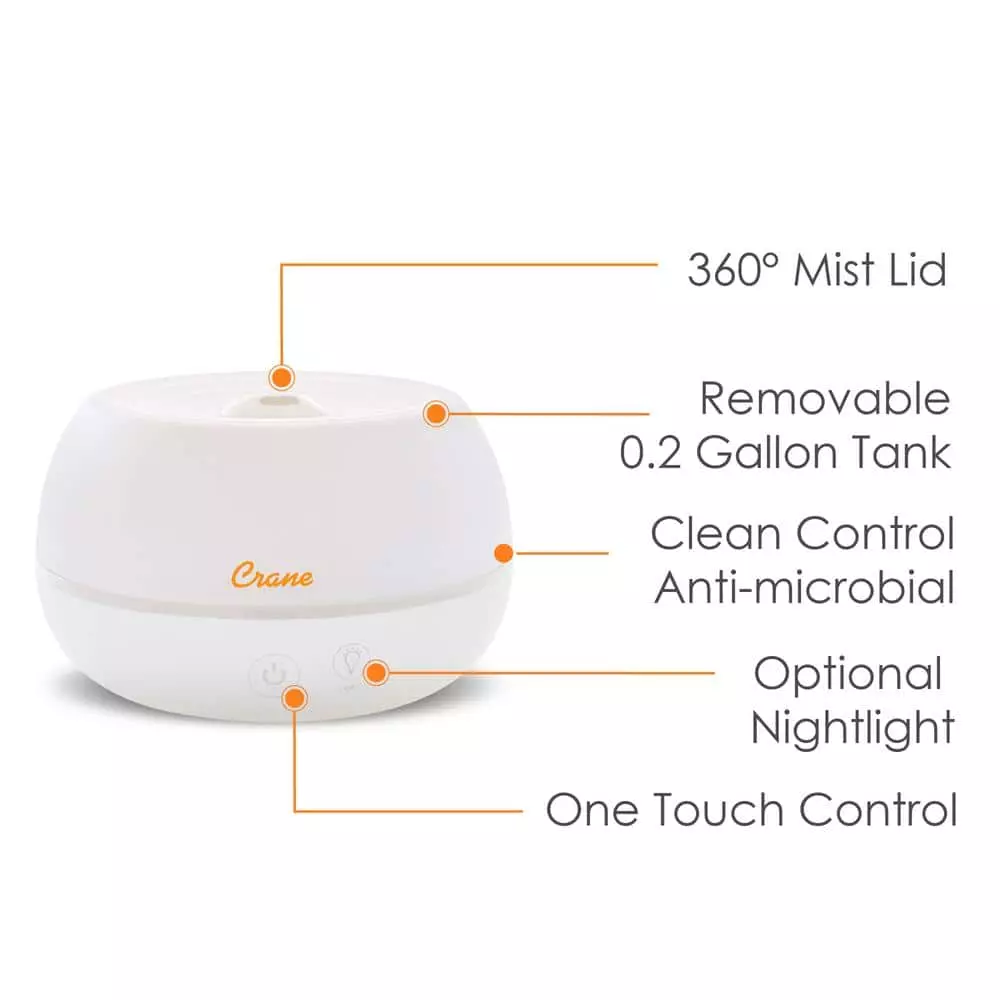 Crane 0.2 Gal. 2-in-1 Ultrasonic Cool Mist Humidifer & Aroma Diffuser for Small Rooms up to 160 sq. ft. 10 Crane 0.2 Gal. 2-in-1 Ultrasonic Cool Mist Humidifer & Aroma Diffuser for Small Rooms up to 160 sq. ft. - Image 8