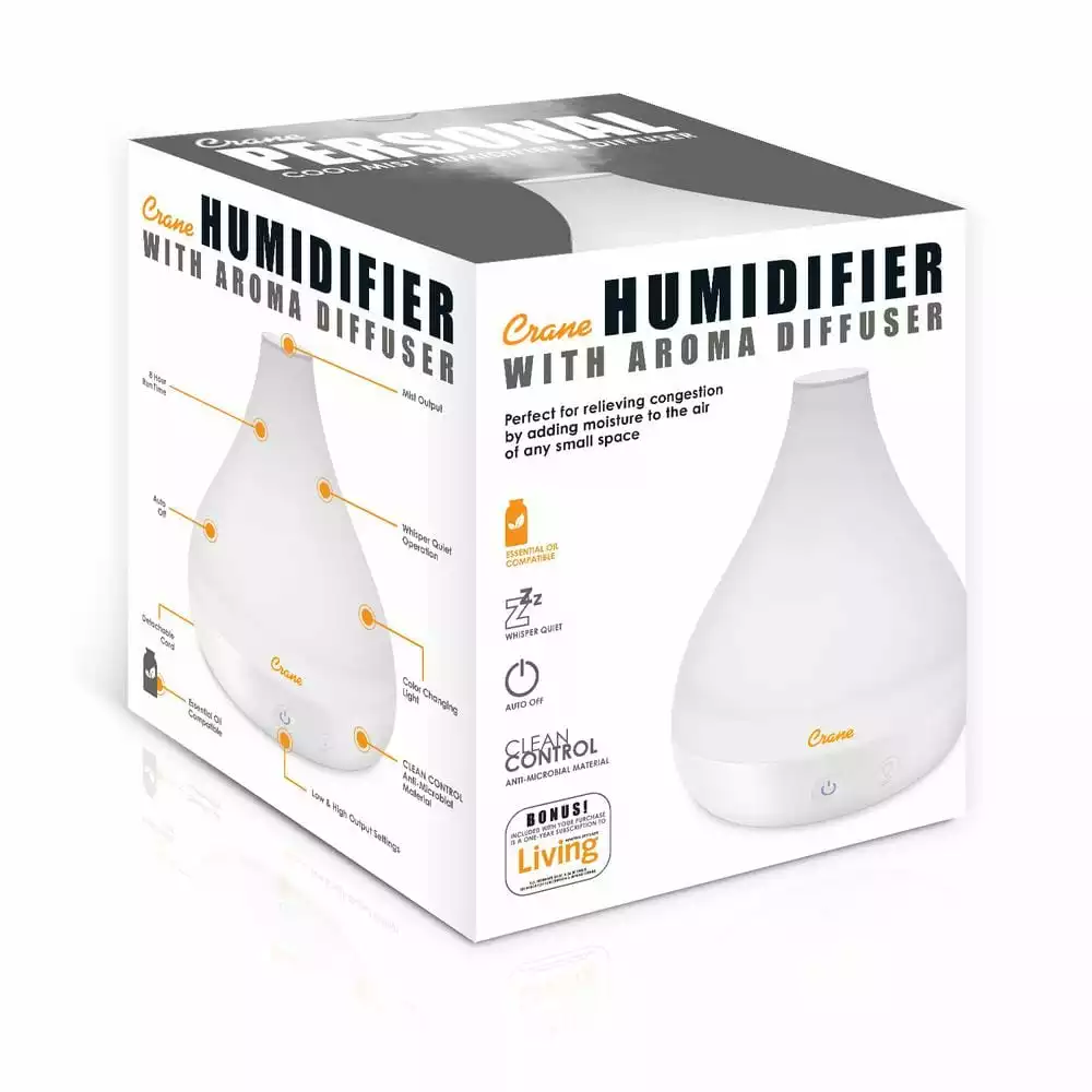 Crane 0.35 Gal. 2-in-1 Ultrasonic Cool Mist Humidifer & Aroma Diffuser for Small Rooms up to 200 sq. ft. 8 Crane 0.35 Gal. 2-in-1 Ultrasonic Cool Mist Humidifer & Aroma Diffuser for Small Rooms up to 200 sq. ft. - Image 6