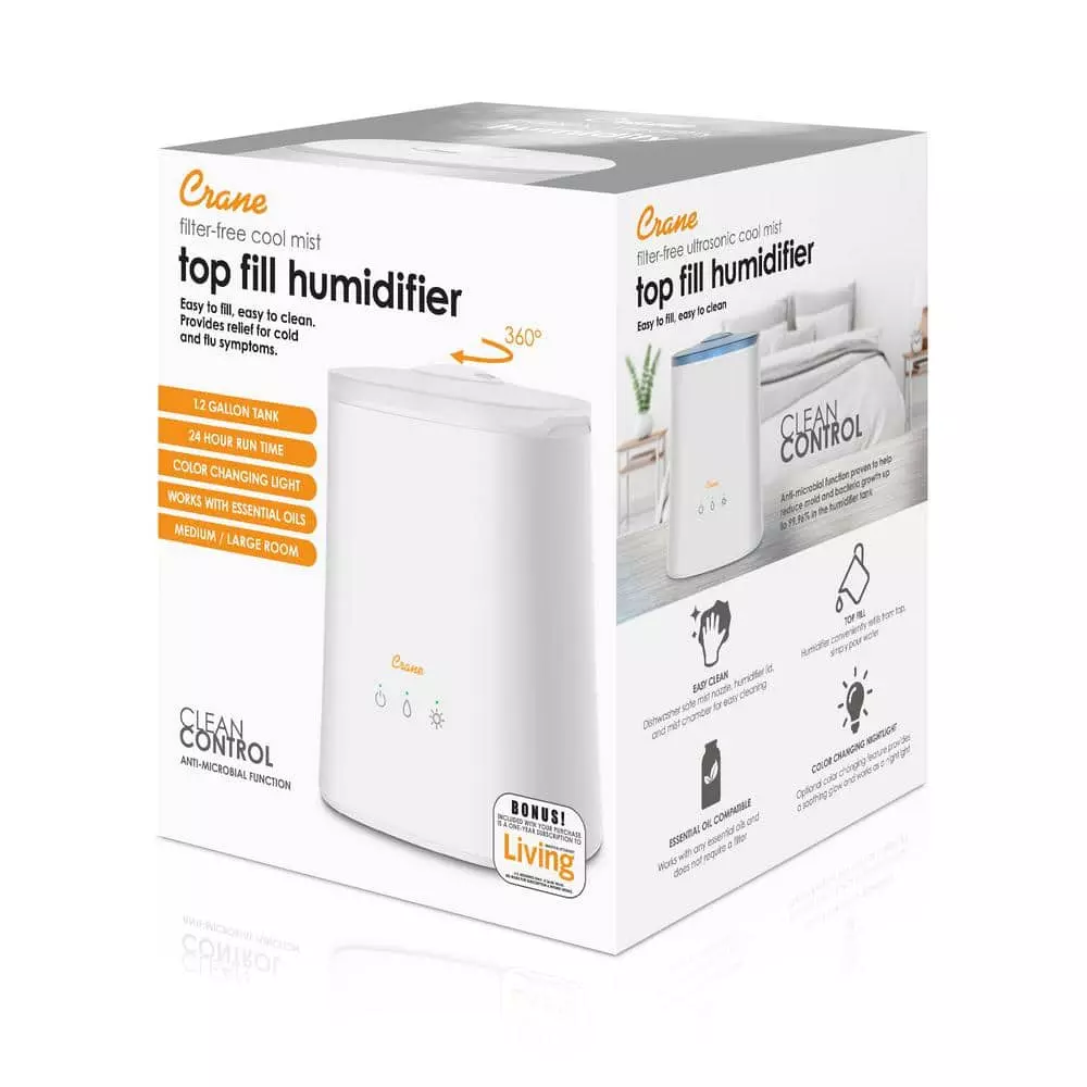 Crane 1.2 Gal. Cool Mist Top Fill Humidifier & Aroma Diffuser for Medium to Large Rooms up to 500 sq. ft 10 Crane 1.2 Gal. Cool Mist Top Fill Humidifier & Aroma Diffuser for Medium to Large Rooms up to 500 sq. ft - Image 8