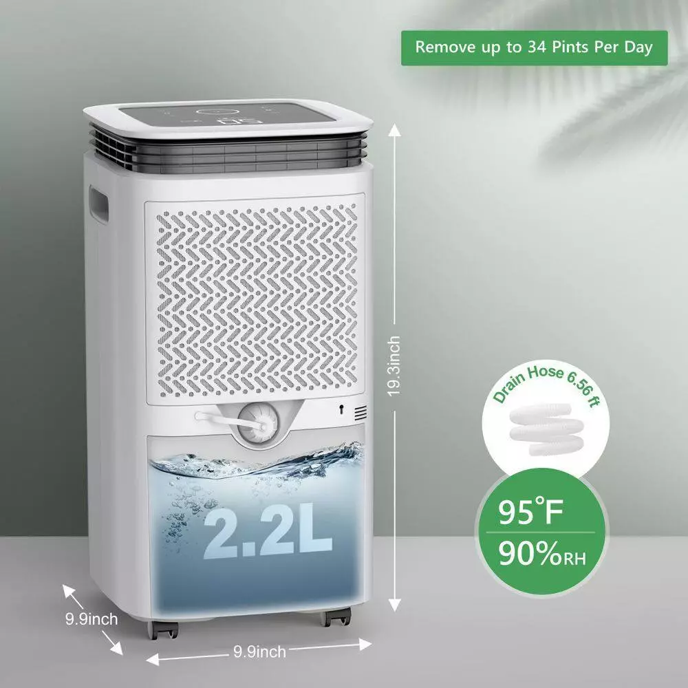 Waykar 34-Pint Capacity Residential Dehumidifier With Water Tank And Four Outlets For 1,750 Square Feet Of Home Or Office Space 13 Waykar 34-Pint Capacity Residential Dehumidifier With Water Tank And Four Outlets For 1,750 Square Feet Of Home Or Office Space - Image 11