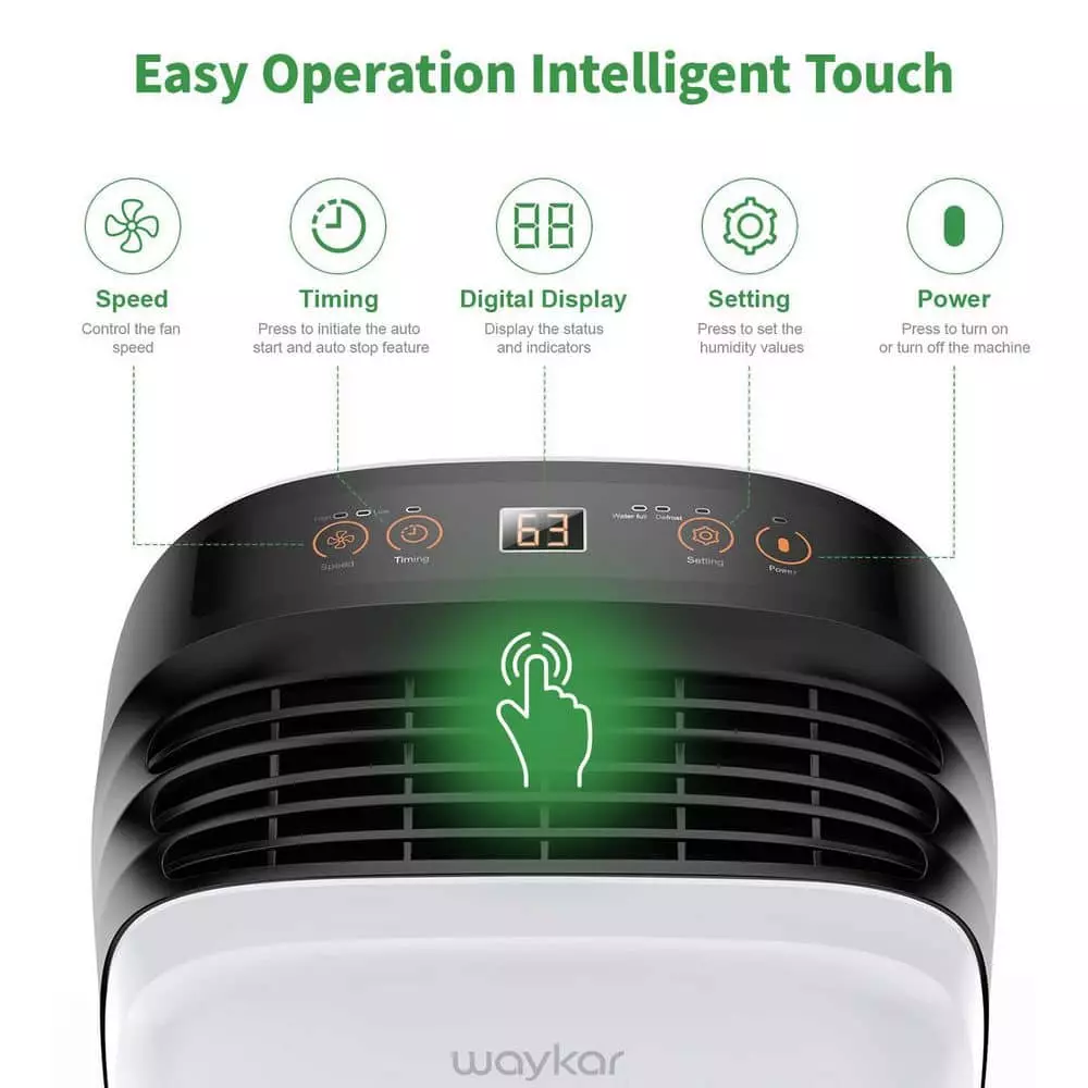 Waykar 30-Pint Capacity 1,500 Sq. Ft. Smart Touch Home Dehumidifier With Bucket, Suitable For Basement Or Bedroom 6 Waykar 30-Pint Capacity 1,500 Sq. Ft. Smart Touch Home Dehumidifier With Bucket, Suitable For Basement Or Bedroom - Image 4