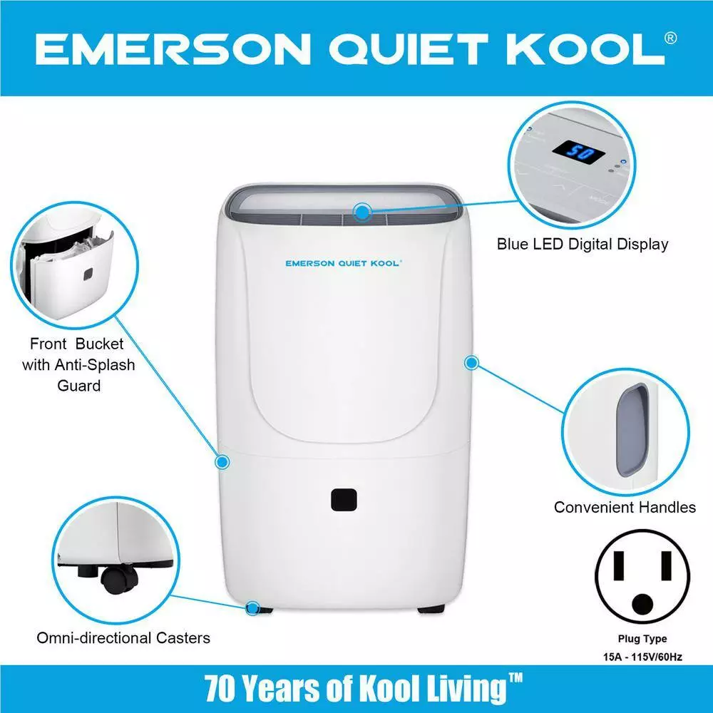Emerson Quiet Kool 40-Pint Dehumidifier with Built-In Vertical Pump 6 Emerson Quiet Kool 40-Pint Dehumidifier with Built-In Vertical Pump - Image 4