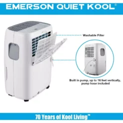 Emerson Quiet Kool 40-Pint Smart Dehumidifier with Built-In Vertical Pump 21 Emerson Quiet Kool 40-Pint Smart Dehumidifier with Built-In Vertical Pump -Air Quality Shop whites emerson quiet kool dehumidifiers ead40sep1t 4f 1000