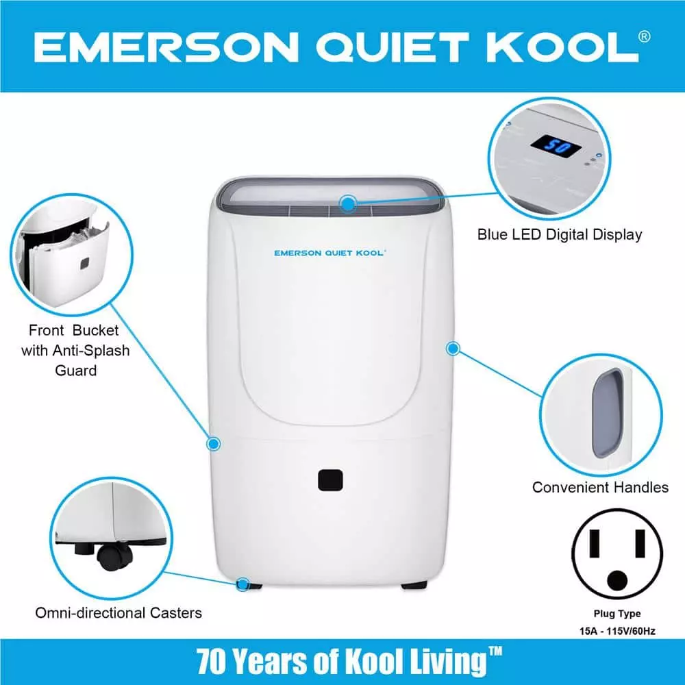 Emerson Quiet Kool 50-Pint Dehumidifier with Built-In Vertical Pump 6 Emerson Quiet Kool 50-Pint Dehumidifier with Built-In Vertical Pump - Image 4