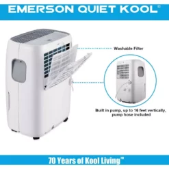 Emerson Quiet Kool 50-Pint Dehumidifier with Built-In Vertical Pump 17 Emerson Quiet Kool 50-Pint Dehumidifier with Built-In Vertical Pump -Air Quality Shop whites emerson quiet kool dehumidifiers ead50ep1t c3 1000