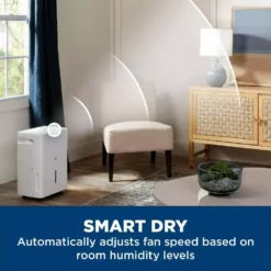 GE 22 pt. Dehumidifier with Smart Dry for Bedroom, Basement or Damp Rooms up to 1500 sq. ft. in White, ENERGY STAR 15 GE 22 pt. Dehumidifier with Smart Dry for Bedroom, Basement or Damp Rooms up to 1500 sq. ft. in White, ENERGY STAR -Air Quality Shop whites ge dehumidifiers adhl22la 40 1000