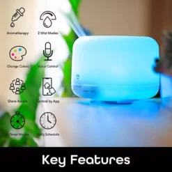 Geeni Smart Wifi Essential Oil Aromatherapy 500ml Ultrasonic Diffuser and Humidifier with Alexa and Google Home Voice Control -Air Quality Shop whites geeni humidifiers gn wa010 199 c3 1000