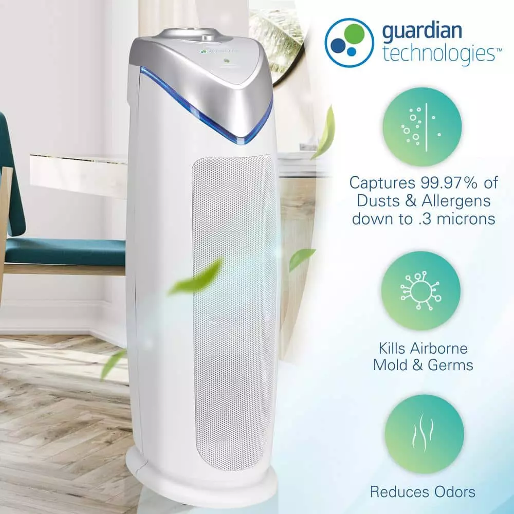 GermGuardian 22 in. 4-in-1 Air Purifier with True HEPA filter for Medium Rooms up to 153 Sq Ft, White 8 GermGuardian 22 in. 4-in-1 Air Purifier with True HEPA filter for Medium Rooms up to 153 Sq Ft, White - Image 6