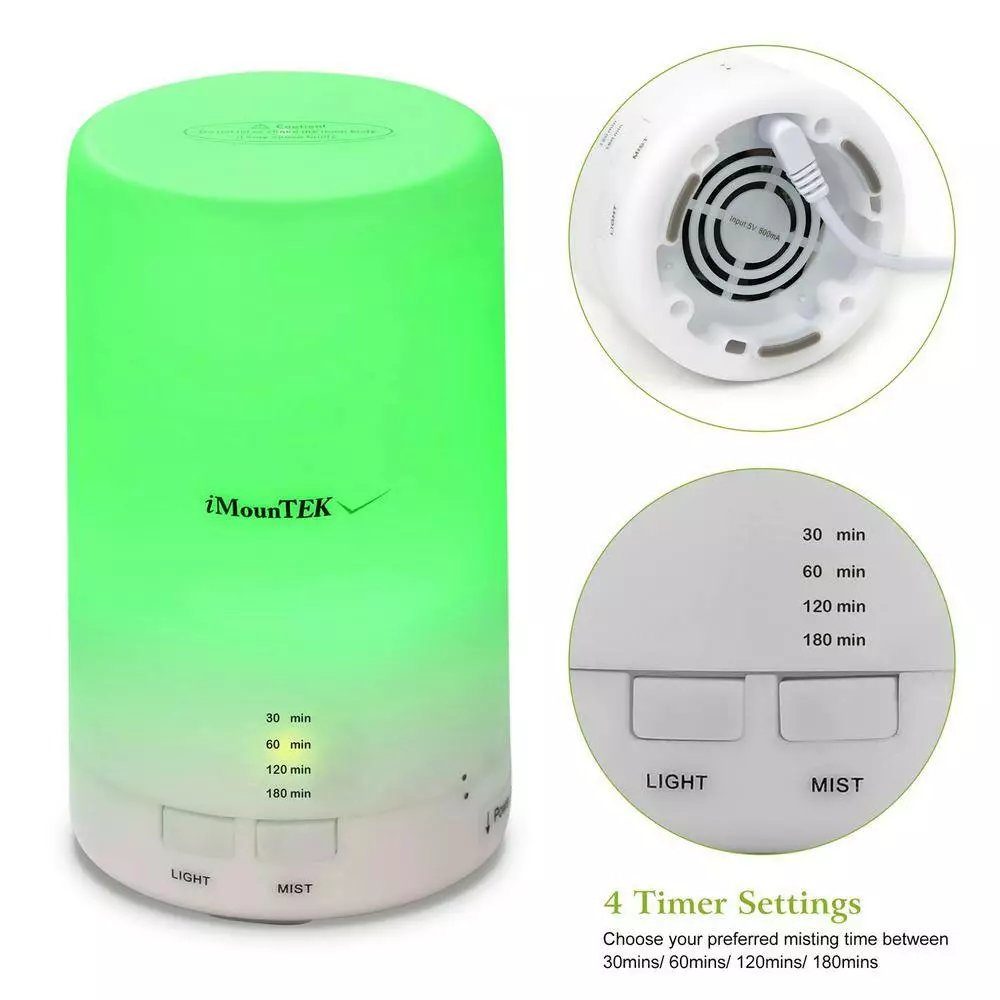 Tatahance Mini Cool Mist Humidifier with 7 Color LED Lights 4 Timer Settings and Ultrasonic Aroma Essential Oil Diffuser 6 Tatahance Mini Cool Mist Humidifier with 7 Color LED Lights 4 Timer Settings and Ultrasonic Aroma Essential Oil Diffuser - Image 4