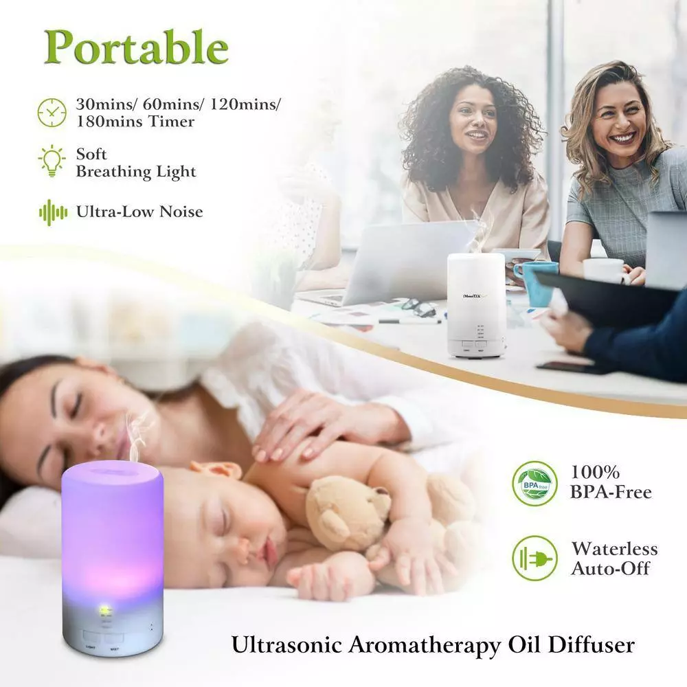 Tatahance Mini Cool Mist Humidifier with 7 Color LED Lights 4 Timer Settings and Ultrasonic Aroma Essential Oil Diffuser 10 Tatahance Mini Cool Mist Humidifier with 7 Color LED Lights 4 Timer Settings and Ultrasonic Aroma Essential Oil Diffuser - Image 8