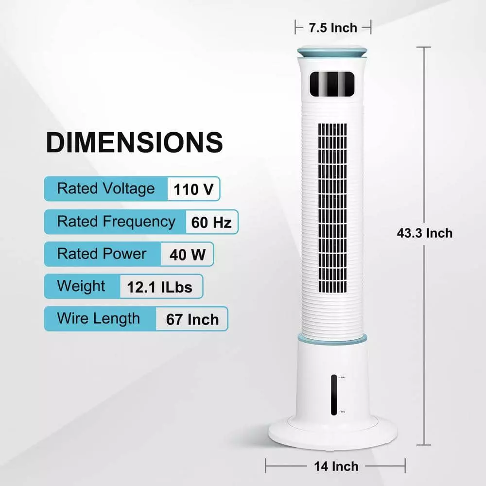 Tidoin White 12-Speed and 3-Model Standing Tower Humidifier with Timing Closure, Remote Control and LED Display 4 Tidoin White 12-Speed and 3-Model Standing Tower Humidifier with Timing Closure, Remote Control and LED Display - Image 2