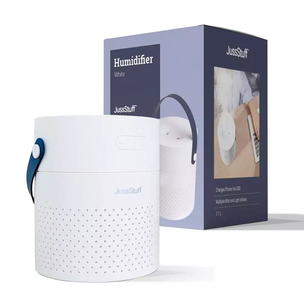 JussStuff Portable Humidifier, 1.1 l Tank Cool Mist Humidifier with 7 Colorful Night Light Function for Home and Travel, White 3 JussStuff Portable Humidifier, 1.1 l Tank Cool Mist Humidifier with 7 Colorful Night Light Function for Home and Travel, White