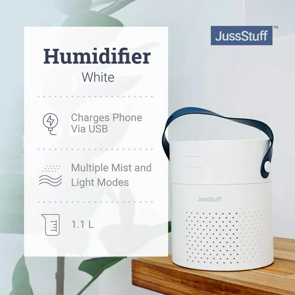 JussStuff Portable Humidifier, 1.1 l Tank Cool Mist Humidifier with 7 Colorful Night Light Function for Home and Travel, White 6 JussStuff Portable Humidifier, 1.1 l Tank Cool Mist Humidifier with 7 Colorful Night Light Function for Home and Travel, White - Image 4