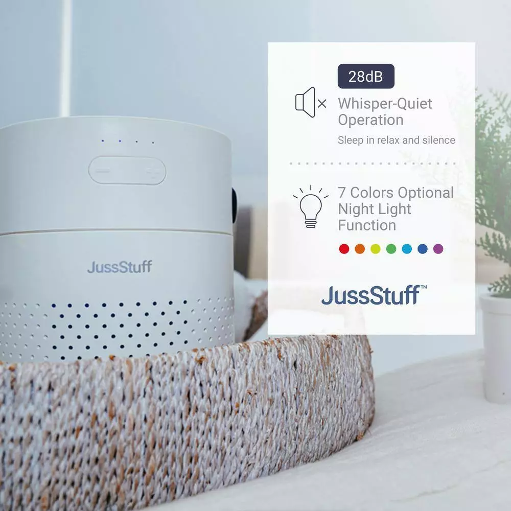 JussStuff Portable Humidifier, 1.1 l Tank Cool Mist Humidifier with 7 Colorful Night Light Function for Home and Travel, White 10 JussStuff Portable Humidifier, 1.1 l Tank Cool Mist Humidifier with 7 Colorful Night Light Function for Home and Travel, White - Image 8