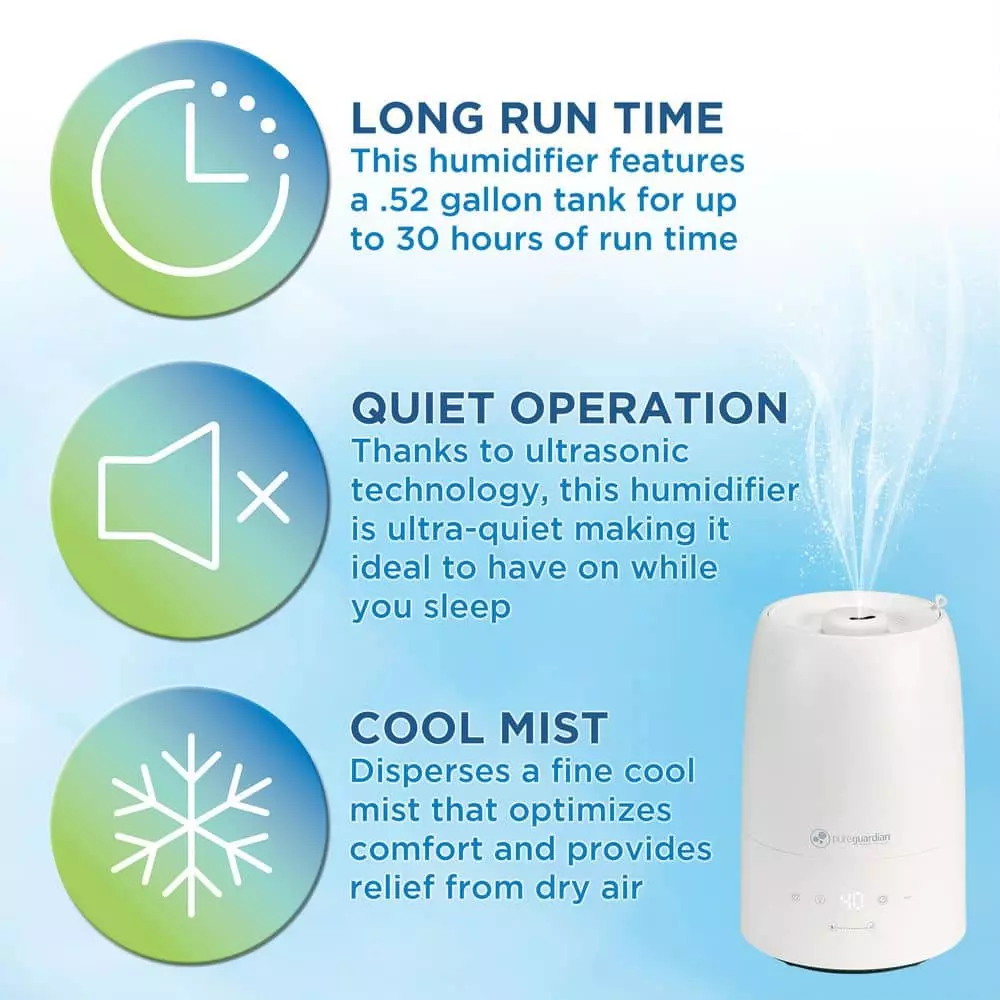 Unbranded 0.50 Gal. 360 sq. ft. Cool Mist Ultrasonic Humidifier with Humidistat and Aromatherapy 5 Unbranded 0.50 Gal. 360 sq. ft. Cool Mist Ultrasonic Humidifier with Humidistat and Aromatherapy - Image 3