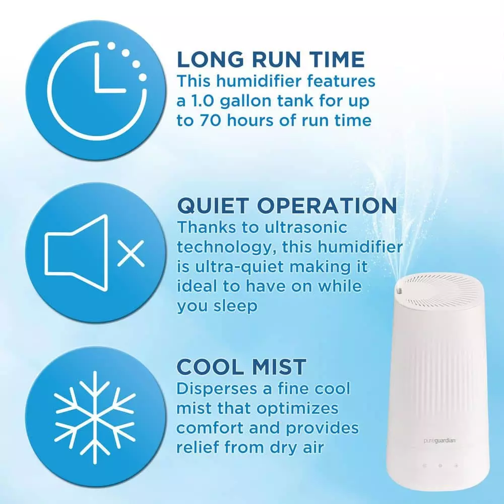 Unbranded 1 Gal. Top Fill Ultrasonic Cool Mist Humidifier with Aromatherapy Tray, White 5 Unbranded 1 Gal. Top Fill Ultrasonic Cool Mist Humidifier with Aromatherapy Tray, White - Image 3