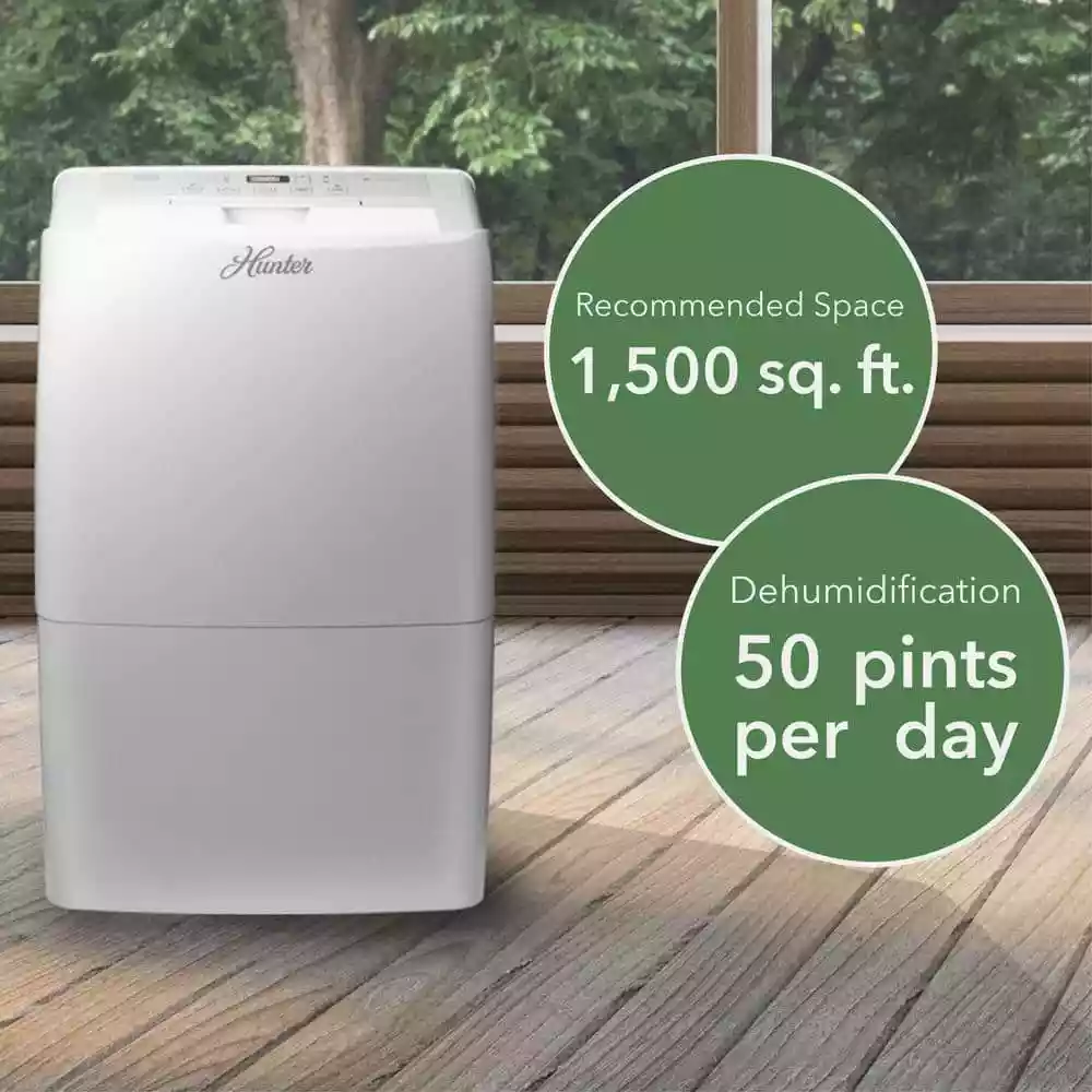 Hunter 50 Pint ENERGY STAR Dehumidifier 5 Hunter 50 Pint ENERGY STAR Dehumidifier - Image 3