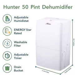 Hunter 50 Pint ENERGY STAR Dehumidifier 18 Hunter 50 Pint ENERGY STAR Dehumidifier -Air Quality Shop whites hunter dehumidifiers hdh 70k800 fa 1000