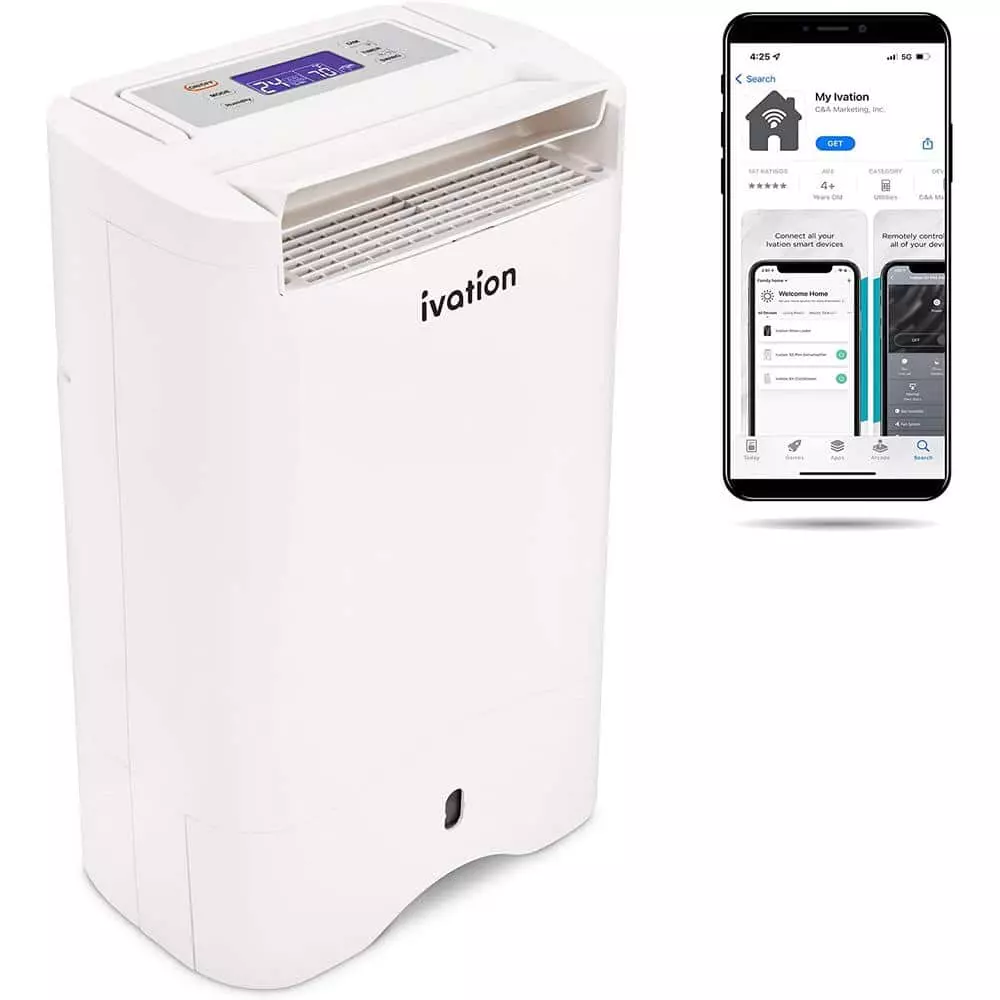 Ivation 19 Pint Wi-Fi Desiccant Dehumidifier w/Continuous Drain Hose and Smartphone Control 3 Ivation 19 Pint Wi-Fi Desiccant Dehumidifier w/Continuous Drain Hose and Smartphone Control