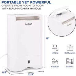 Ivation 19 Pint Wi-Fi Desiccant Dehumidifier w/Continuous Drain Hose and Smartphone Control 14 Ivation 19 Pint Wi-Fi Desiccant Dehumidifier w/Continuous Drain Hose and Smartphone Control -Air Quality Shop whites ivation dehumidifiers ivaddh09wifi c3 1000