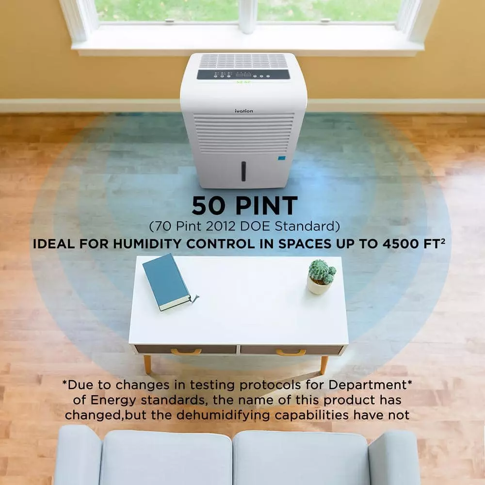 Ivation 50 Pint Smart Wi-Fi Energy Star Dehumidifier with Hose Connector and App 5 Ivation 50 Pint Smart Wi-Fi Energy Star Dehumidifier with Hose Connector and App - Image 3