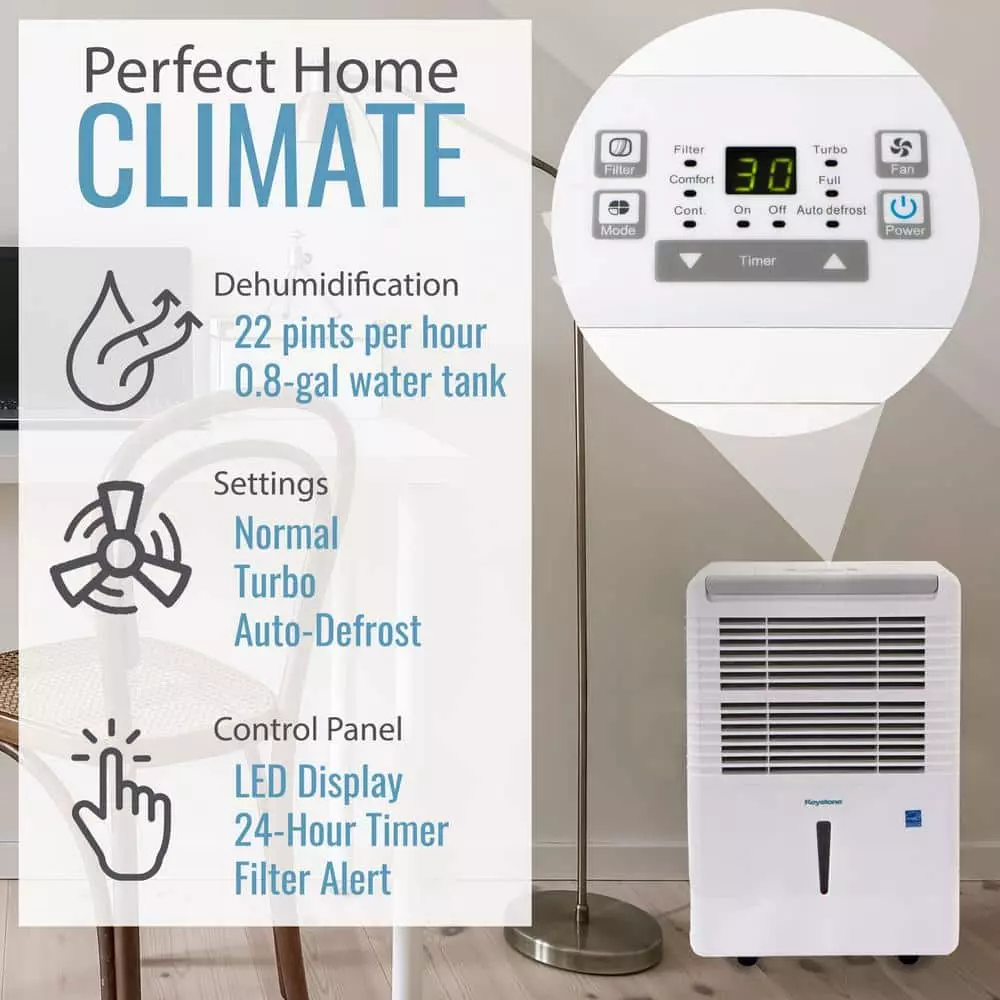 Keystone Energy Star 22 Pint Dehumidifier for up to 1,500 Sq.Ft. LED Display Timer Portable w/ Wheels Auto-Shutoff 4 Keystone Energy Star 22 Pint Dehumidifier for up to 1,500 Sq.Ft. LED Display Timer Portable w/ Wheels Auto-Shutoff - Image 2