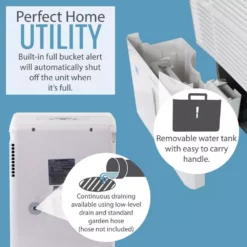 Keystone 35-Pint Dehumidifier with Electronic Controls in White 16 Keystone 35-Pint Dehumidifier with Electronic Controls in White -Air Quality Shop whites keystone dehumidifiers kstad50b 1d 1000