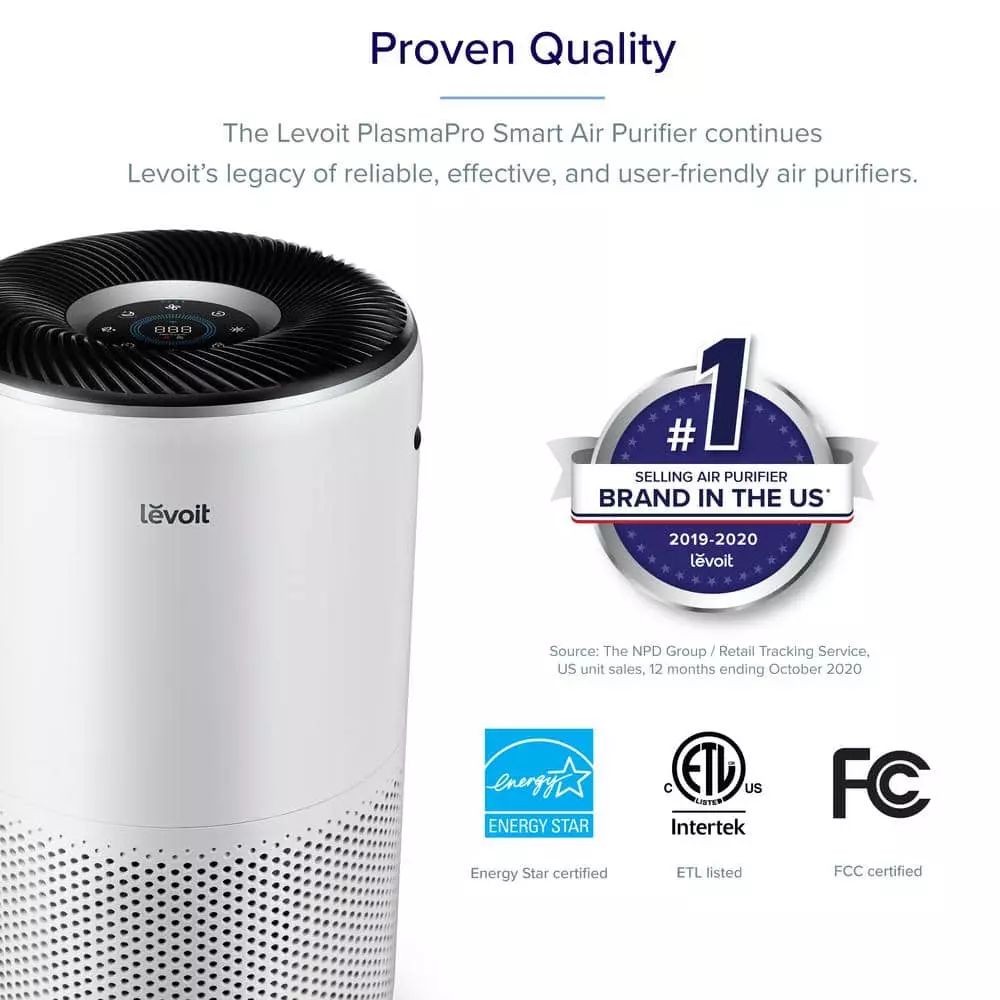 LEVOIT White PlasmaPro 400S Smart True HEPA Air Purifier, 403 sq.ft. 5 LEVOIT White PlasmaPro 400S Smart True HEPA Air Purifier, 403 sq.ft. - Image 3