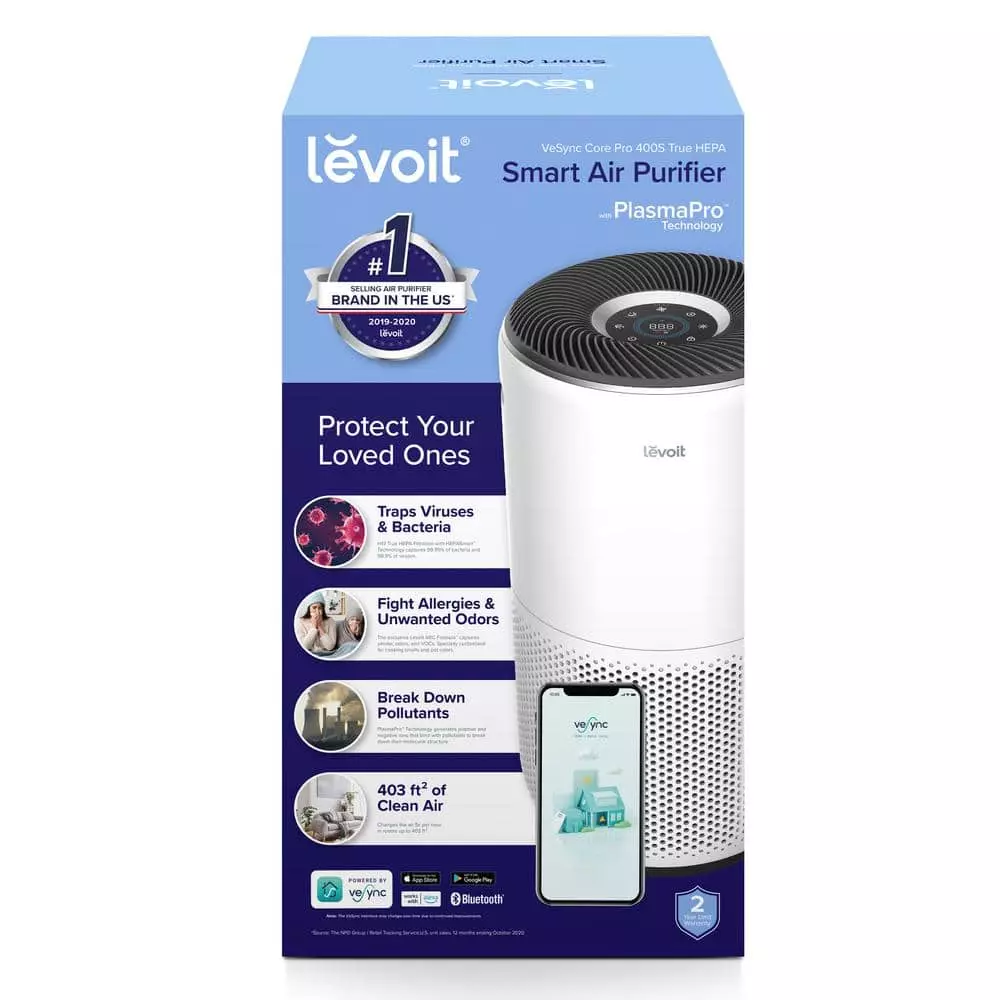 LEVOIT White PlasmaPro 400S Smart True HEPA Air Purifier, 403 sq.ft. 9 LEVOIT White PlasmaPro 400S Smart True HEPA Air Purifier, 403 sq.ft. - Image 7