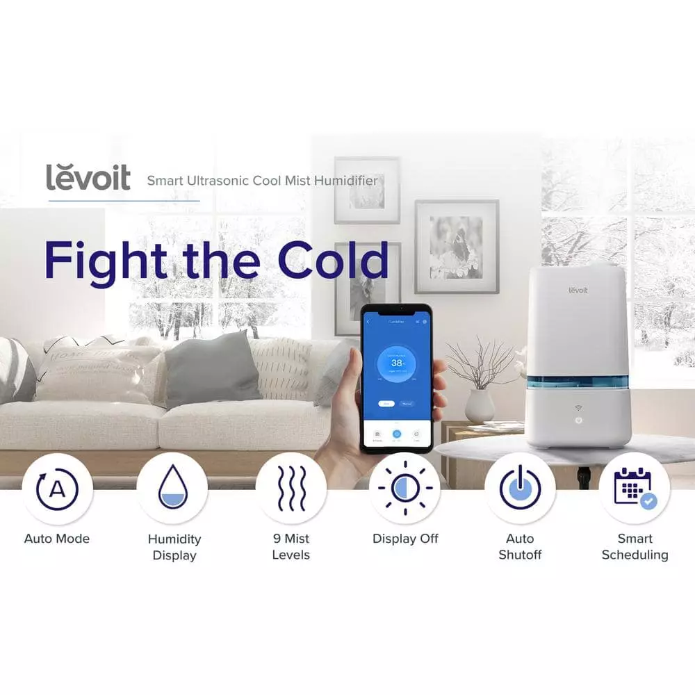 LEVOIT 1 Gal. Smart Ultra-Sonic Cool Mist Humidifier and Diffuser up to 375 sq. ft. 5 LEVOIT 1 Gal. Smart Ultra-Sonic Cool Mist Humidifier and Diffuser up to 375 sq. ft. - Image 3