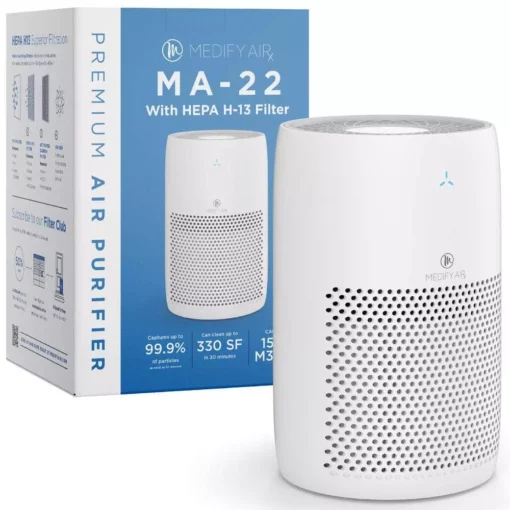 MEDIFY AIR Medify MA-22 Air Purifier with H13 True HEPA Filter : 330 sq ft Coverage : 99.9% Removal to 0.1 Microns : White, 1-Pack -Air Quality Shop whites medify air air purifiers ma 22 w1 64 1000