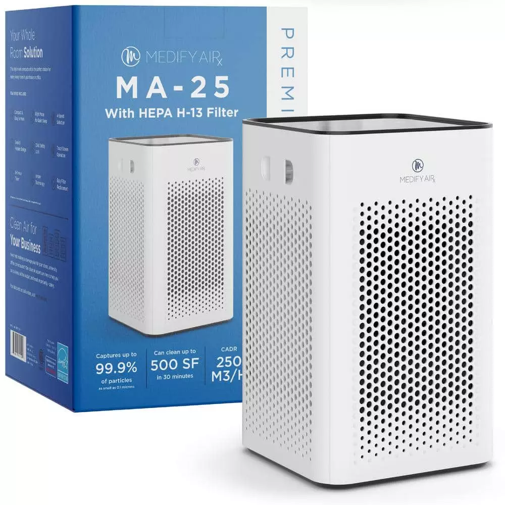 MEDIFY AIR Medify MA-25 Air Purifier with H13 True HEPA Filter : 500 sq ft Coverage : 99.9% Removal to 0.1 Microns : White, 1-Pack 3 MEDIFY AIR Medify MA-25 Air Purifier with H13 True HEPA Filter : 500 sq ft Coverage : 99.9% Removal to 0.1 Microns : White, 1-Pack