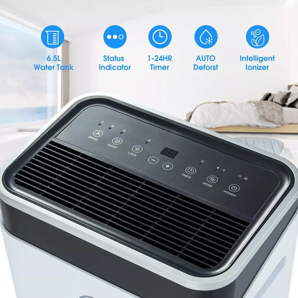 Merax Large Space Auto Defrost High Humidity 50-Pints Dehumidifier with 6.5 l Water tank and Continuous Drain Hose 11 Merax Large Space Auto Defrost High Humidity 50-Pints Dehumidifier with 6.5 l Water tank and Continuous Drain Hose - Image 9