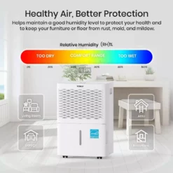 Tosot 20-Pint Capacity 1,500 sq. ft. Energy Star Dehumidifier for Home, Basement, Bedroom or Bathroom 16 Tosot 20-Pint Capacity 1,500 sq. ft. Energy Star Dehumidifier for Home, Basement, Bedroom or Bathroom -Air Quality Shop whites tosot dehumidifiers 20 pint 76 1000