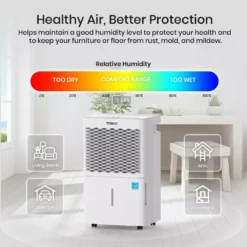 Tosot 50-Pint Capacity 4,500 sq.ft. Energy Star Dehumidifier for Home, Basement, Bedroom or Bathroom 17 Tosot 50-Pint Capacity 4,500 sq.ft. Energy Star Dehumidifier for Home, Basement, Bedroom or Bathroom -Air Quality Shop whites tosot dehumidifiers 50 pint 76 1000