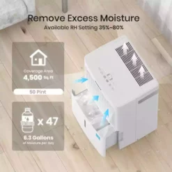 Tosot 50-Pint Capacity 4,500 sq.ft. Energy Star Dehumidifier for Home, Basement, Bedroom or Bathroom 12 Tosot 50-Pint Capacity 4,500 sq.ft. Energy Star Dehumidifier for Home, Basement, Bedroom or Bathroom -Air Quality Shop whites tosot dehumidifiers 50 pint c3 1000