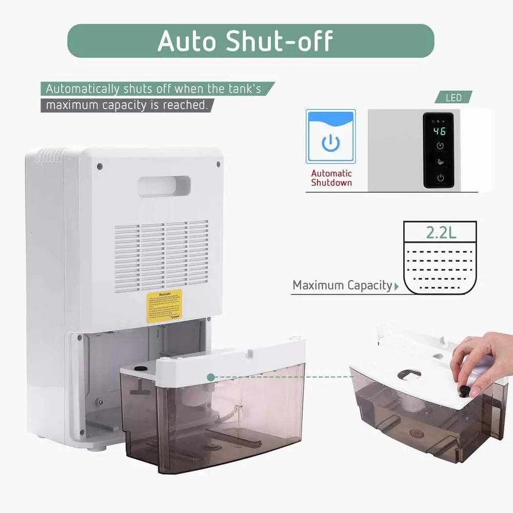 VIVOSUN 1.23-Pint Electric Mini Dehumidifier with Timer, 2200 ml Water Tank and Drain Hose for Basement or Smaller Room 7 VIVOSUN 1.23-Pint Electric Mini Dehumidifier with Timer, 2200 ml Water Tank and Drain Hose for Basement or Smaller Room - Image 5